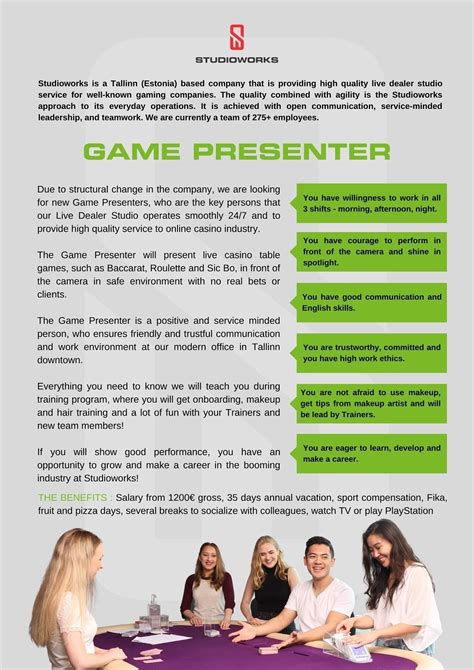 game presenter job description|Evolution Game Presenter .